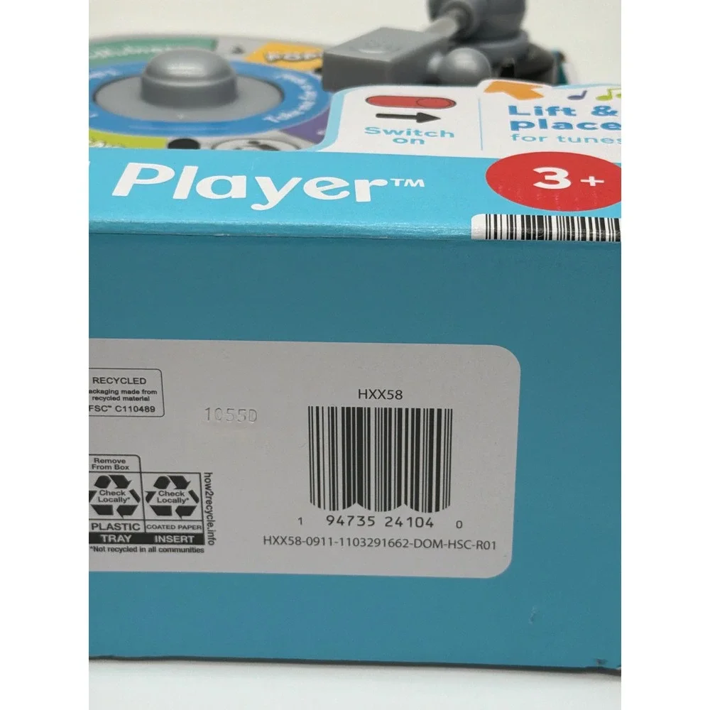 Fisher-Price Rockin Record Player‎ HXX58 Kids Musical Toy with 5 Albums 20 Songs